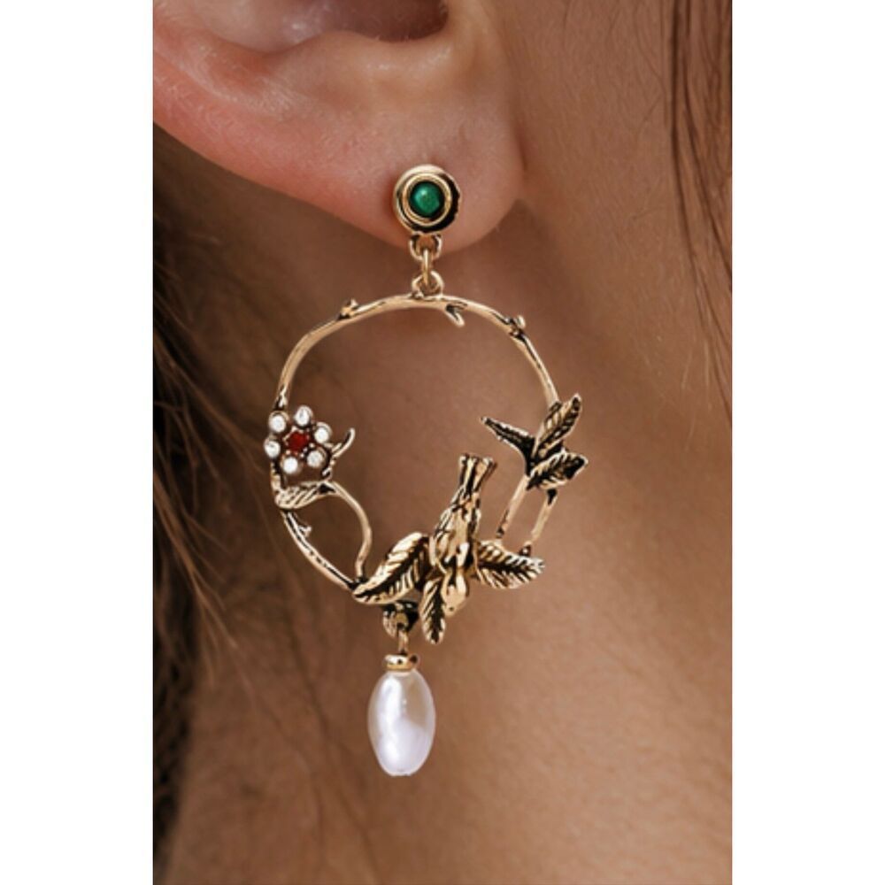 Enchanted Garden Pearl Drop Earrings NWOT